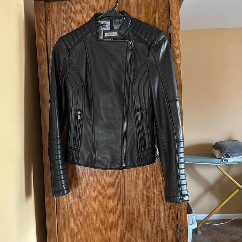 Women’s black leather jacket in size XS